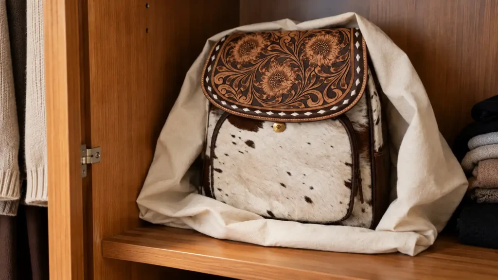 how to store a leather bag